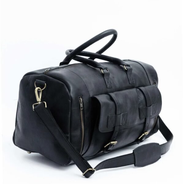 Duffel Bag , Genuine Leather , Black حقائب سفر من الجلد الطبيعي - Image 2